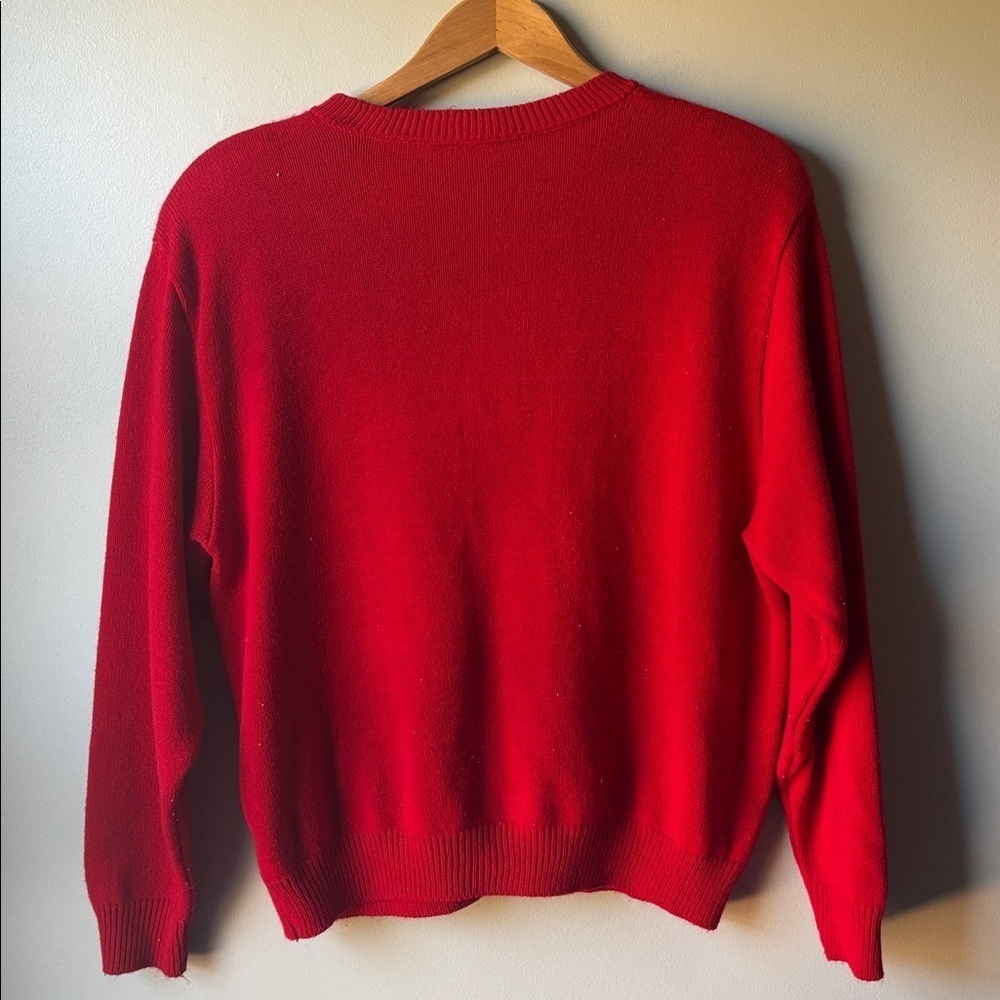 Vintage 90’s Southern Lady Holiday Time Red Floral Cardigan size L - Picture 3 of 6